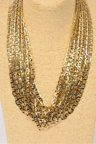 Chain Necklace Flat Mariner Chain 7 mm Wide 20 inch Gold / 12 pcs = Dozen Gold , Size - 20" , 7 mm Wide , Hang Tag & OPP Bag