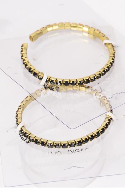 Bracelet Cuff Tennis Rhinestones Flexible / 12 PCS = Dozen  Flexible , Stackable , Display Card & OPP Bag & UPC Code , Choose Colors