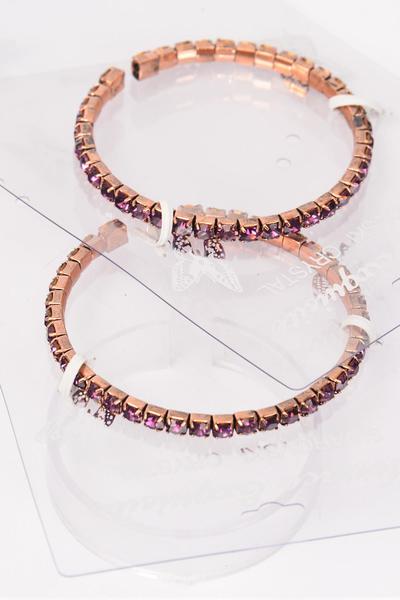 Bracelet Cuff Tennis Rhinestones Flexible / 12 PCS = Dozen  Flexible , Stackable , Display Card & OPP Bag & UPC Code , Choose Colors