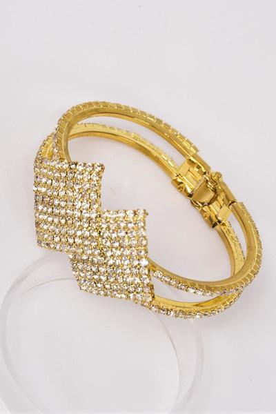 Bracelet Hinge Diamond Shape Rhinestones / PC  Hinge , Hang Tag & OPP Bag