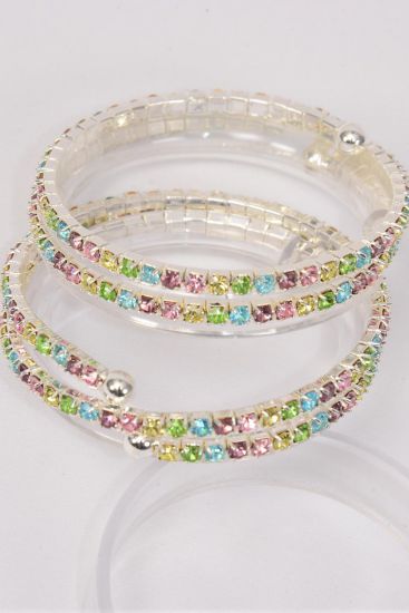 Bracelet Wrap Around Rhinestones Flexible Pastel / PC Paste , Flexible , Hang Tag & OPP Bag 