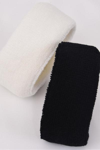 Terry Elastic Sport Headband Sweatband / 12 pcs = Dozen Width - 2" Wide , OPP Bag , Choose Colors