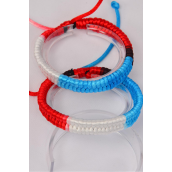 Bracelet Tiedye Woven Style Ombre Adjustable/DZ Unisex, Adjustable, Hang tag &amp; OPP Bag &amp; UPC Code
