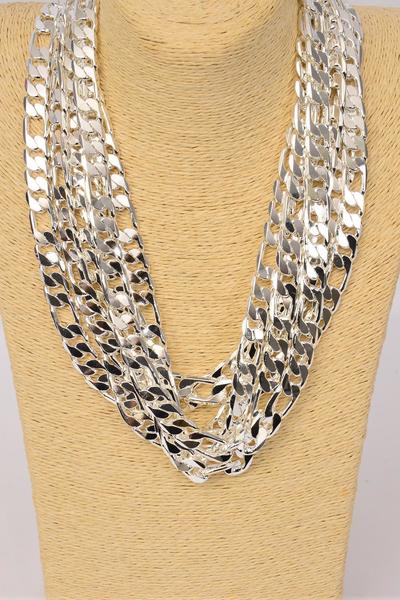 Chain Necklace Men 30 inch Basic Smooth Chunky Cuban Chain Necklace Single Woven Four Sided Chain / 6 pcs = Pack Size -12 mm Wide , 30" Long , Choose Gold or Silver Finish , Hang Tag & OPP Bag