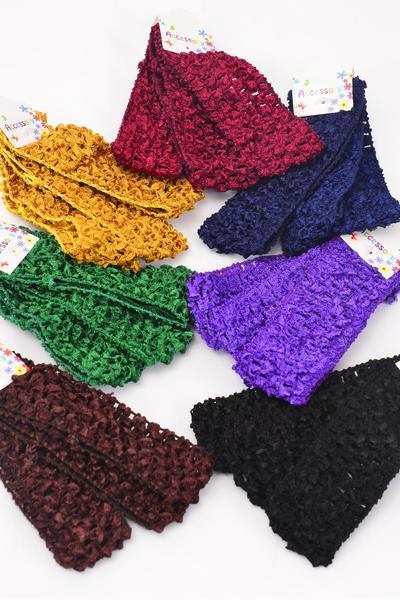 Ballerina Headband 36 pcs Dark Multi / 12 card = Dozen Stretch , Size - 1.75" Wide , 3 pcs Per Card , 12 Card = Dozen , Hang Tag & OPP Bag & UPC Code