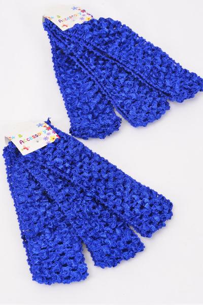 Ballerina Headband 36 pcs Royal Blue / 12 card = Dozen Stretch , Size - 1.75" Wide , each card has 3 pcs , 12 card = Dozen , Hang Tag & OPP Bag & UPC Code