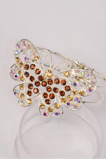 Bracelet Bangle Hinge Rhinestone Butterfly / PC  Hinge , Butterfly Size - 2.5" x 1.75" Wide , Display Card & OPP Bag
