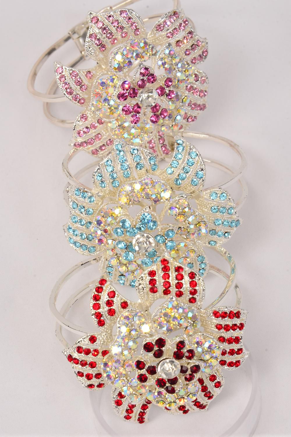 Bangle Hinge Rhinestone Rose/PC **Hinge** Rose Size2.55" Wide,Display