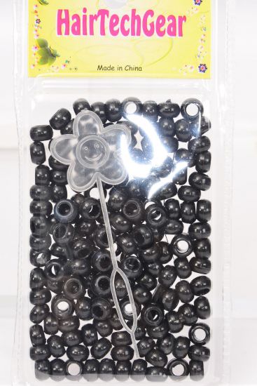 Hair Beads Acrylic Round Black / 12 card = Dozen Each Card have UPC Code , 12 Card = Dozen 