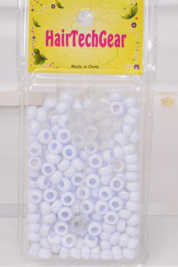 Hair Beads Acrylic Round White / 12 card = Dozen Each Card have UPC Code , 12 Card = Dozen 