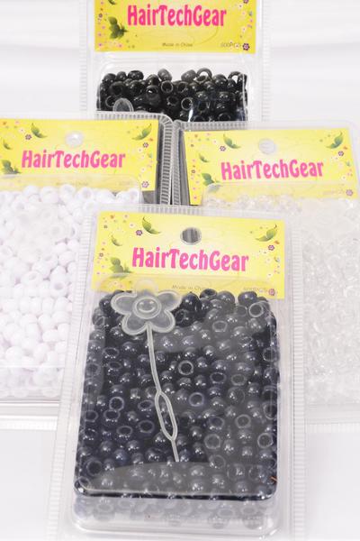 Hair Beads Acrylic Round 500 pcs / 12 Card = Dozen Choose Colors, UPC Code , 12 Card = Dozen