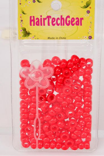Hair Beads Acrylic Round Red / 12 card = Dozen Each Card have UPC Code , 12 Card = Dozen 