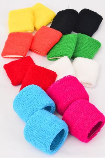 Terry Elastic Wrist Band 12 pair / Dozen  Width - 2.5" Wide , OPP Bag , Choose Colors 