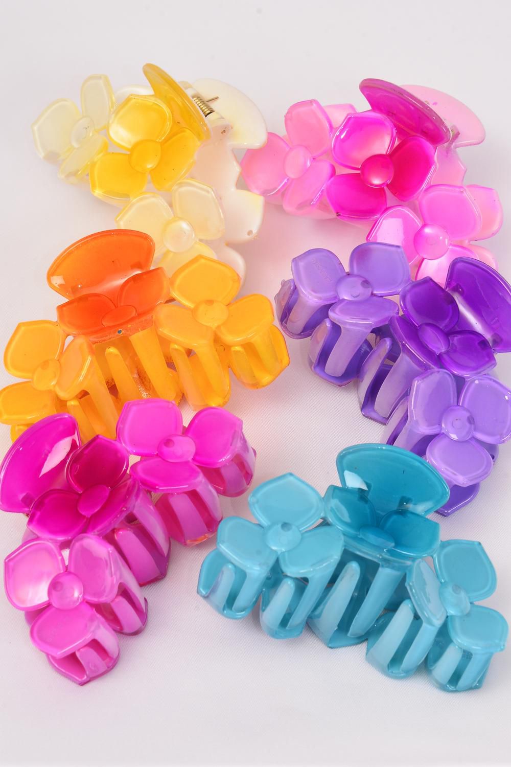 Jaw Clip Acrylic 3 Flowers Aloha Dz Pastel Size 3 5 X 2 5 Wide 2 Beige 2 Fuchsia 2 Pink 2 Blue 2 Orange 2 Purple 6 Color Asst Hang Opp Bag Upc Code Www Wholesaleimport Com