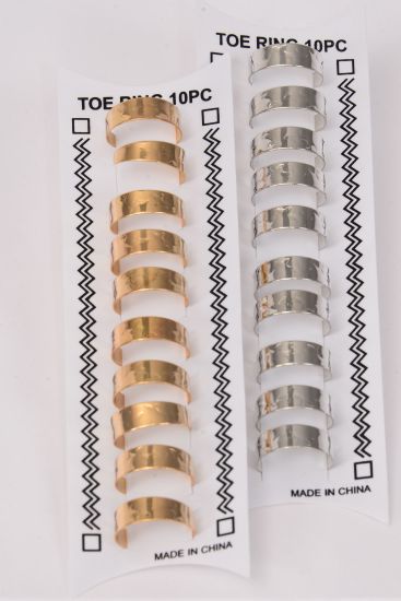 Toe Rings 120 pcs Gold Silver Mix / 12 Card of 10 = Dozen Adjustable , 6 Gold , 6 Silver Color Asst , Individual Display Box & UPC Code