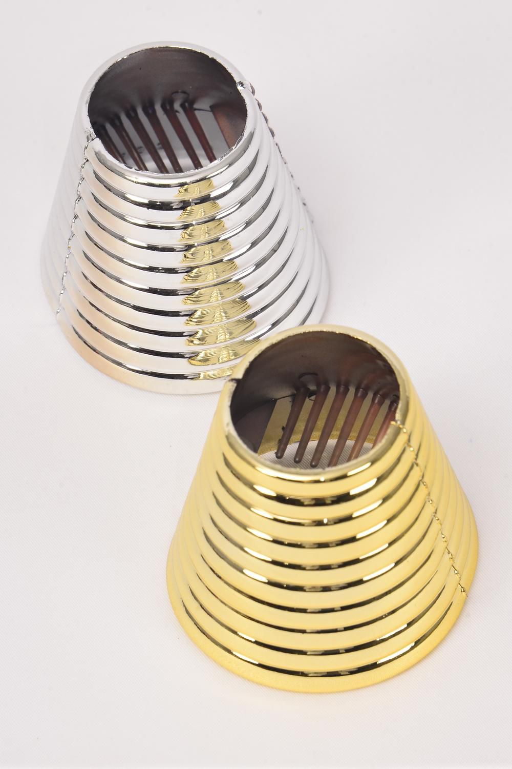 Hair Cone Ponytail Holder Open Circle Cuff Gold & Silver Mix/DZ Size2.