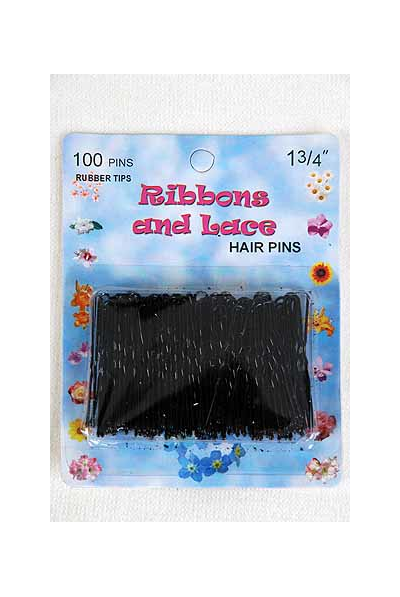 Hair Pins Black Tips 100 Ct / 12 Card = Dozen Size- 1.75" Long , each card have 100 pcs , 12 Card = Dozen , OPP Bag & UPC Code