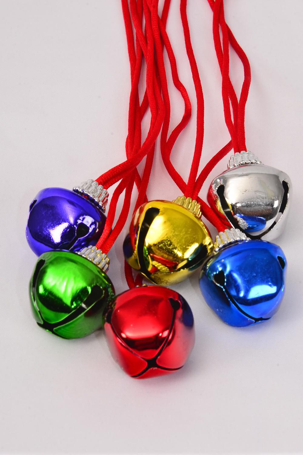Jingle Bell Necklace Multi / 12 pcs Bell = Dozen Bell Size 3.5 cm Wide , 36" Long , 2 of each