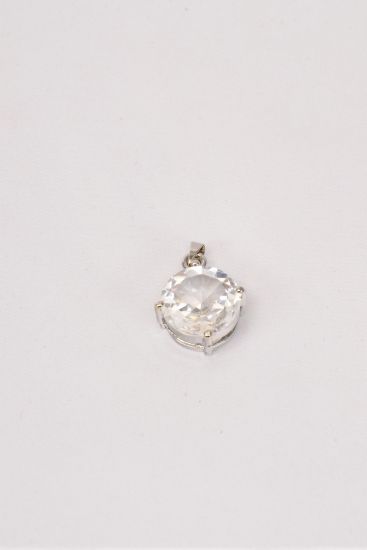 Pendant CZ Cubic Zirconium Diamond Shape 15 mm Pink/PC **Clear** Size-15 mm,OPP Bag