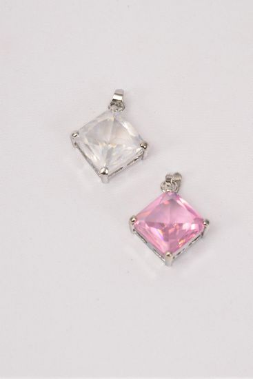 Pendant CZ Cubic Zirconium Princess Cut 15 mm/PC Size-15 x 15 mm CZ Princess Cut,Choose Colors