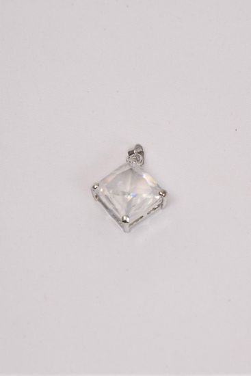 Pendant CZ Cubic Zirconium Princess Cut 15 mm/PC **Clear** Size-15 mm,OPP Bag
