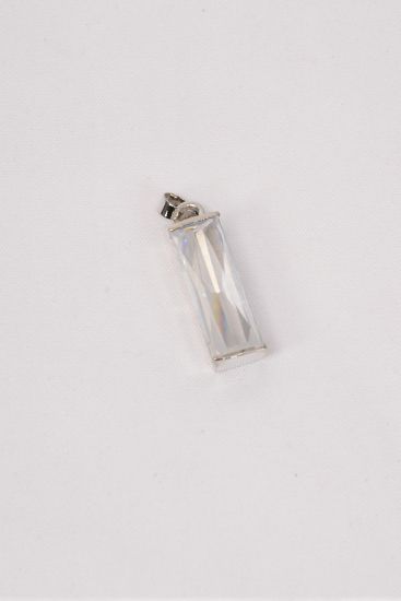 Pendant Boutique CZ Cubic Zirconium Rectangle Clear/PC **Clear** Size-20 mmx 8 mm Wide,OPP Bag