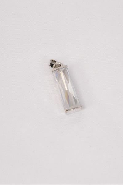 Pendant Boutique CZ Cubic Zirconium Rectangle/PC Size-20 mmx 8 mm Wide, OPP Bag,Choose Colors