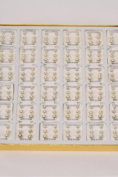 Earrings 3 pair Balls 36 pair / display Unisex , Size - 4 mm 5 mm 6 mm Mix , Choose Gold Or Silver Finish , 3 pair Earrings , 36 pair = Display 