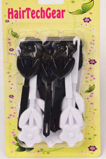 Barrettes Flower Black White Mix / 12 Card = Dozen Black White Mix , Each Card have UPC Code , 12 Card = Dozen 