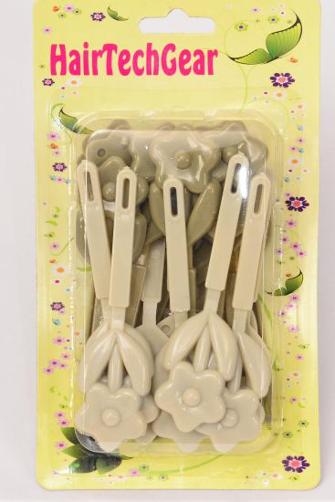 Barrettes Flowers Khaki Asst / 12 Card = Dozen  Khaki Mix , Each Card have UPC Code , 12 Card = Dozen 