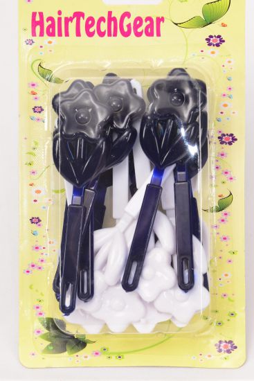 Barrettes Flower Navy White Mix / 12 Card = Dozen Navy White Mix , Each Card have UPC Code , 12 Card = Dozen 