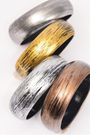 Bracelet Bangle Acrylic Fall Brush Stroke / 12 pcs = Dozen Fall , Size - 2.75" x 1" Wide , 3 Gold , 3 Silver , 3 Brown , 3 Pewter Asst , Hang tag & Opp Bag & UPC Code -