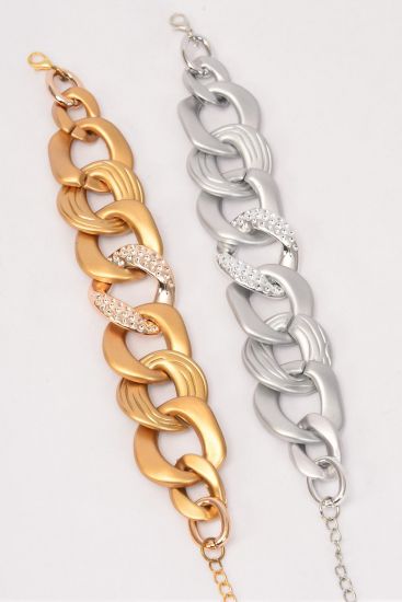 Bracelet Chain Style Matt Extension Chain / 12 pcs = Dozen Extension Chain , 6 Gold , 6 Silver Mix , Hang Tag & OPP bag & UPC Code