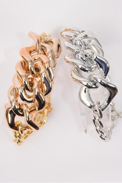 Bracelet Chain Style Gold Silver Mix / 12 pcs = Dozen Extension Chain , 6 Gold , 6 Silver Mix , Hang Tag & OPP Bag & UPC Code