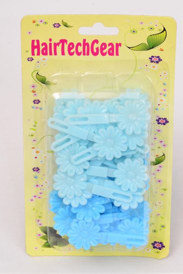 Barrettes Small Daisy Flowers Blue Mix / 12 Card = Dozen each Card have UPC Code , 12 Card = Dozen , choose colors
