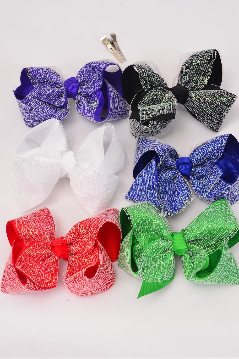Hair Bow Jumbo Multi Double Layer Bow AB Color Grosgrain Bowtie/DZ