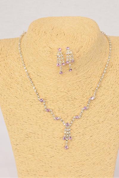 Necklace Sets Choker Z Style W  Crystas,post/Sets **Post** choose Colors, Velvet Display card W Opp Bag & UPC Code