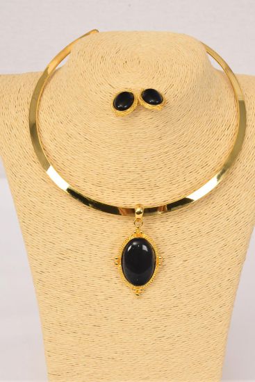 Necklace Sets Choker Flexible Poly Pendant Post Black / Sets Black , Post , Size-16" Wide , Display Card & OPP bag & UPC Code