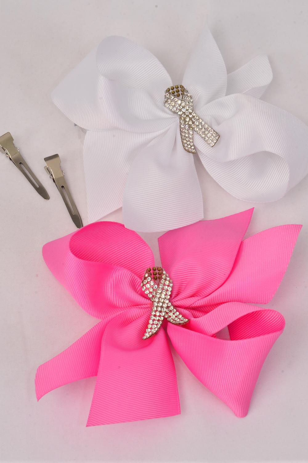 Hair Bow Jumbo Pink Ribbon Alligator Clip/DZ **Alligator Clip** Size6