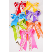 Hair Bow Jumbo Long Tail Double Layered Country Flower Grosgrain Bowtie Multi/DZ **Multi** Alligator Clip,Bow-6.5"x 6",2 Red,2 Yellow,2 Blue,2 Purple,2 Pink,1 Lime,1 Orange,7 Color Asst,Clip Strip & UPC Code