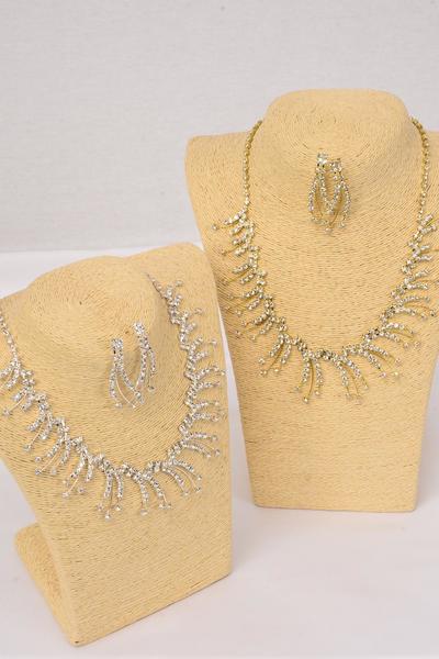 Necklace Sets Rhinestone Post / 12 Sets = Dozen Post , Extension Chain , Choose Finishes , Black Velvet Display Card & OPP bag & UPC Code