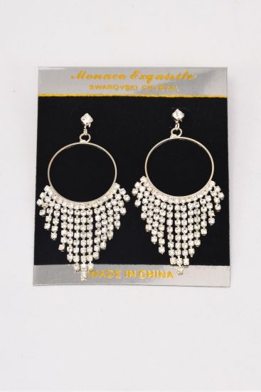 Earrings Boutique Silver Rhinestones / PC  Silver , Size - 2.5" x 1" Wide , Black Velvet Earring Card & OPP Bag & UPC Code
