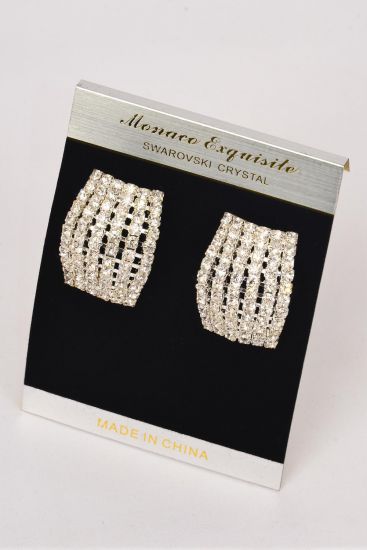 Earrings Silver Rhinestone Post / PC Silver, Post , Size -1.25" x 0.85" Wide , Earring Card & OPP Bag & UPC Code