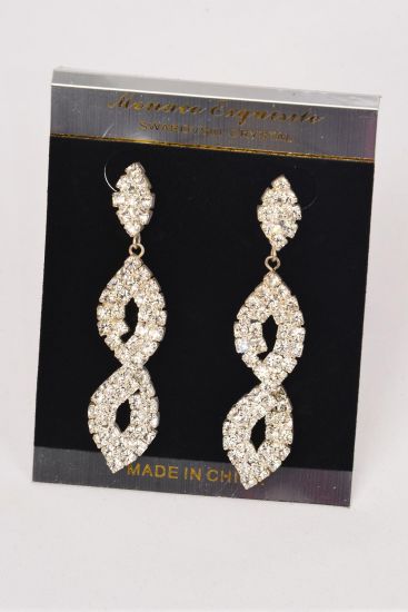 Earrings Rhinestone Dangle Silver Post / PC Silver , Post , Size - 2.5" x 0.75" Wide , Velvet Earring Card & OPP Bag & UPC Code