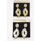 Earrings Boutique Rhinestone Dangle Post/PC **Post** Post,Size-2&quot;x 0.75&quot; Wide,Black Velvet Earring Card &amp; Opp Bag &amp; UPC Code,Choose Gold or Silver Finishes