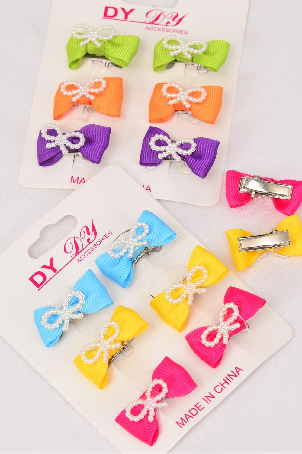 Mini Hair Bow Pearl Bow-tie 72 pcs Grosgrain Bow-tie Citrus/DZ **Citrus ...