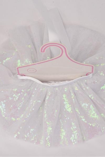Tutu Dress Iridescent Sequin White / PC Size - 0 - 12 month , Display Card OPP bag & UPC Code