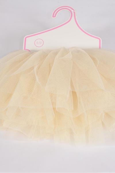 Tutu Dress Beige Cream / PC  Cream or Beige , Size - 0 -12 month , Display Card OPP bag & UPC Code