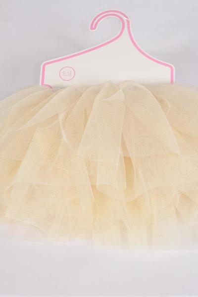 Tutu Dress Beige Cream / PC  Size-0-12 month , Display Card OPP bag & UPC Code