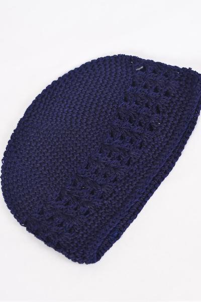 Kufi hat Hand Crocheted 100% Cotton Beanie Skull Cap Hat Stretch / 12 pcs = Dozen Stretch , One Size , Choose Colors , OPP Bag